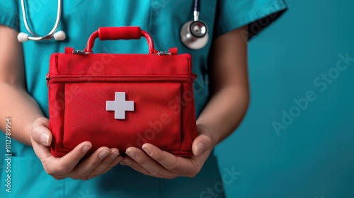 Emergency medical kit preparation healthcare facility photography clinical environment close-up view health awareness
