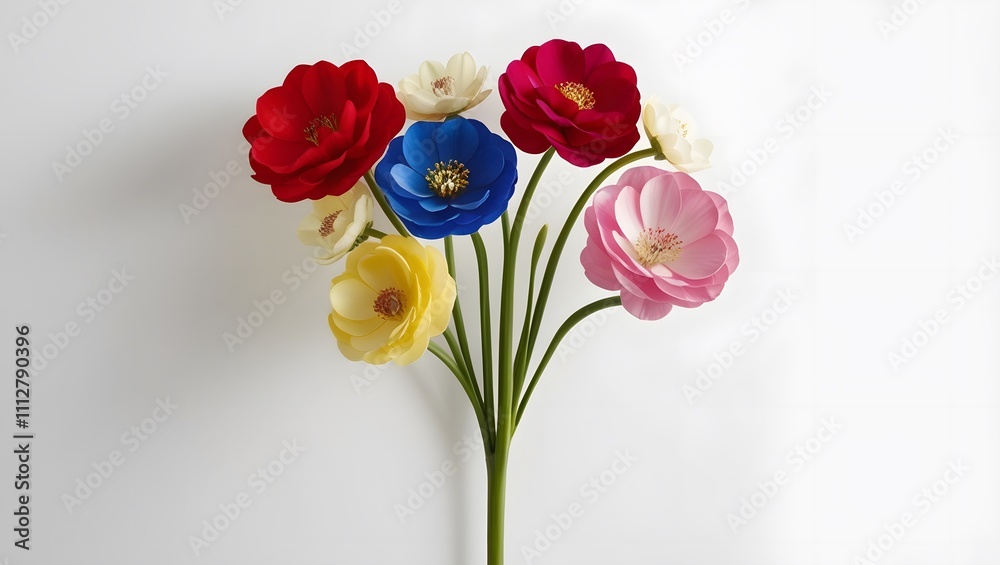 Obraz premium Elegant Single Stem with Multicolored Flowers .