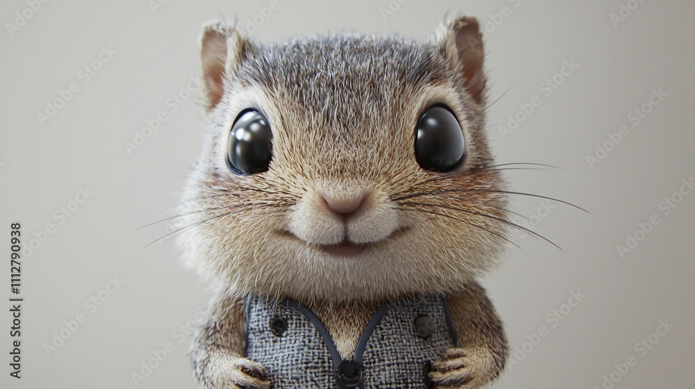 Obraz premium Cute chipmunk wearing a suit, close-up.