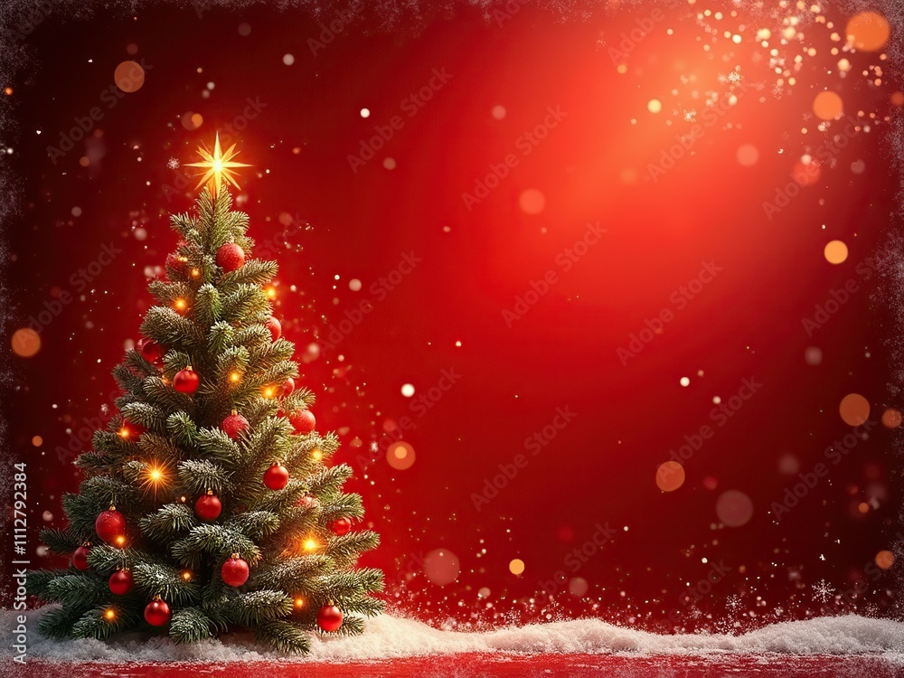 Obraz premium red christmas tree generative ai