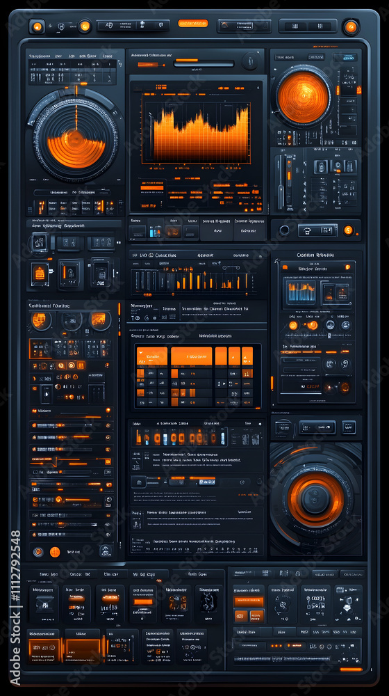 Futuristic digital dashboard interface with graphs, charts, and data visualizations. Futuristic digital dashboard interface with graphs, charts, and data visualizations.