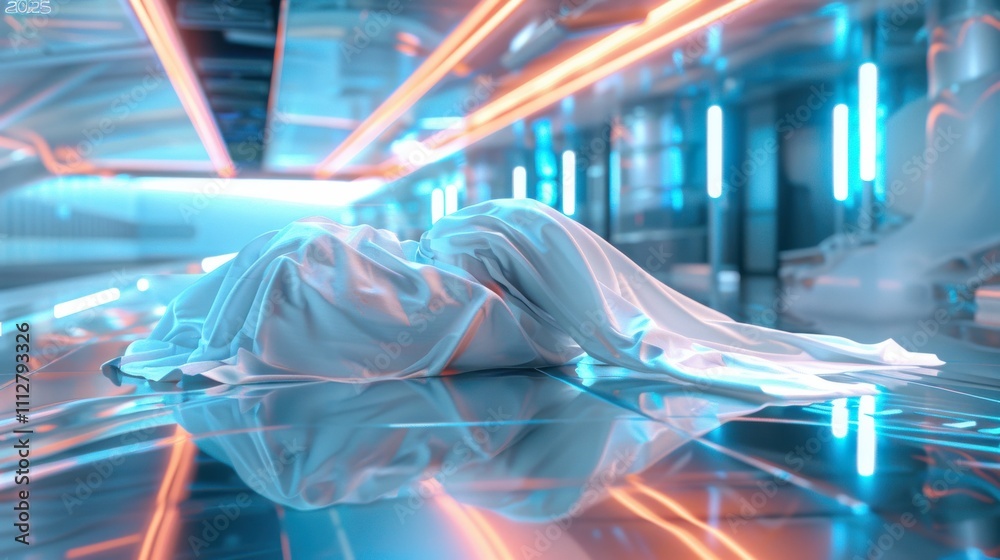 Fototapeta premium Futuristic 2025 typography in hightech cyberpunk environment stock photo