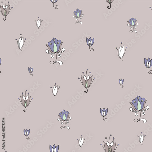 seamless repeat pattern with beautiful floral motifs on a gray background perfect for fabric, scrap booking, wallpaper, gift wrap projects