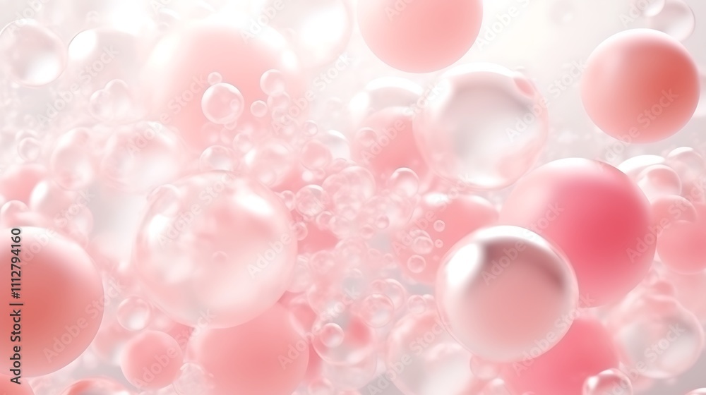 Pink and White Spheres Floating in a Soft Light Background Pink and White Spheres Floating in a Soft Light Background