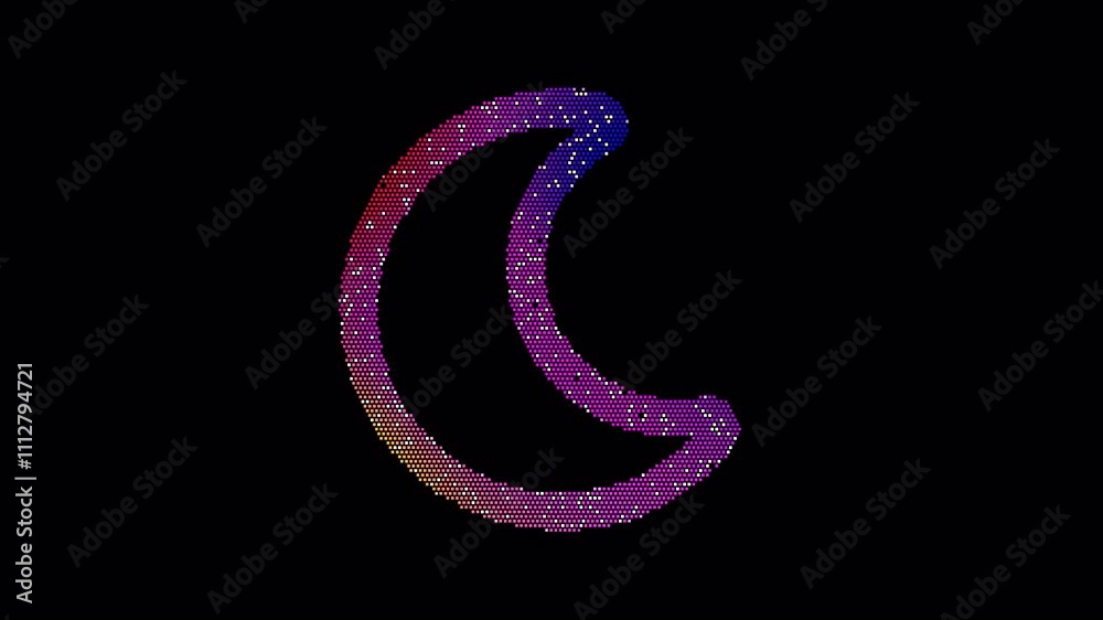 Icon moon is made up of LED square shapes that shimmer and flicker. There are black dead diodes. In-Out looped. Alpha BW at the end Icon moon is made up of LED square shapes that shimmer and flicker. There are black dead diodes. In-Out looped. Alpha BW at the end