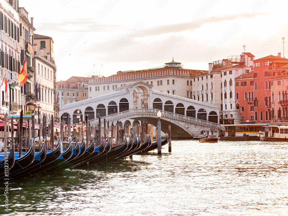 Rialto Bridge and Gondolas in Venice Rialto Bridge and Gondolas in Venice