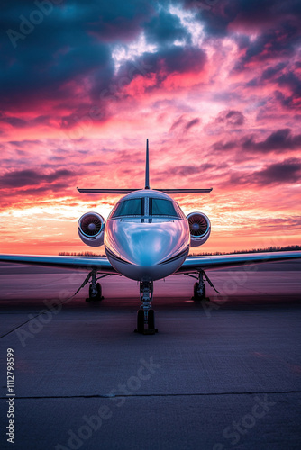 airplane at sunset