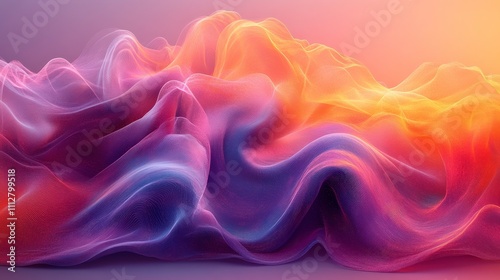 Abstract Waves of Colorful Fabric Flowing with Light, Creating a Dreamy, Ethereal Landscape That Inspires Imagination and Creativity in Art and Design Projects