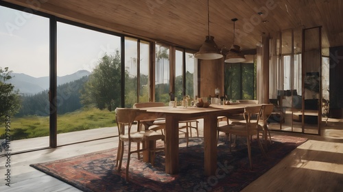 view from the window from modern dining room 