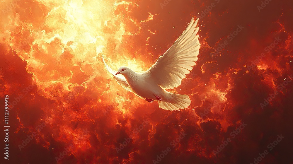 custom made wallpaper toronto digitalholy spirit dove in flames digital painting of a dove flying in the air on a red fire background