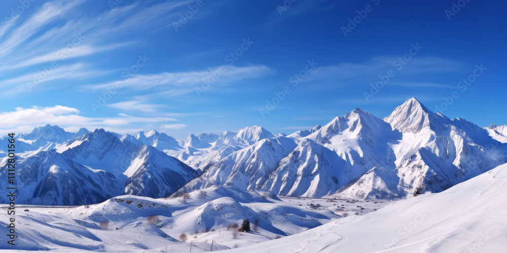 Obraz premium snow-capped mountain peaks Generative AI