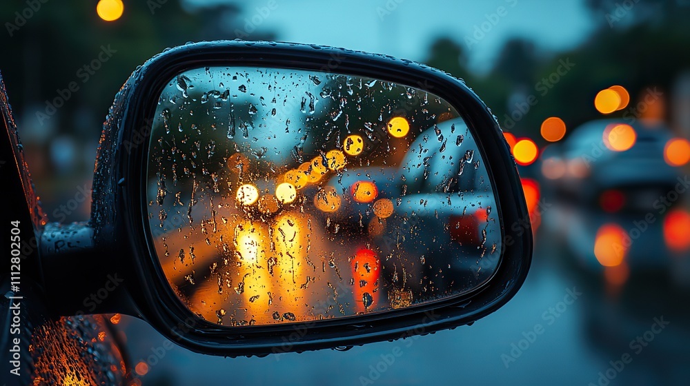in bad weather raindrops on the side mirror of an automobile decrease visibilit in bad weather raindrops on the side mirror of an automobile decrease visibilit