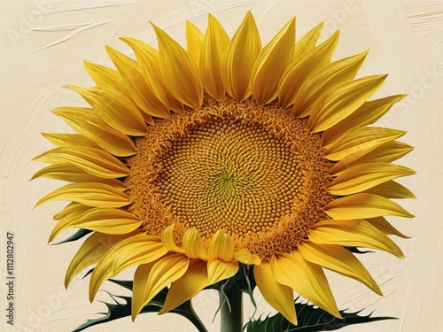 Stunning sunflower with a large golden disc surrounded by bold yellow petals its cheerful demeanor brightening even the gloomiest of days. photo