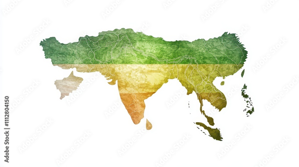 Asia map with faded colored overlay. Asia map with faded colored overlay.