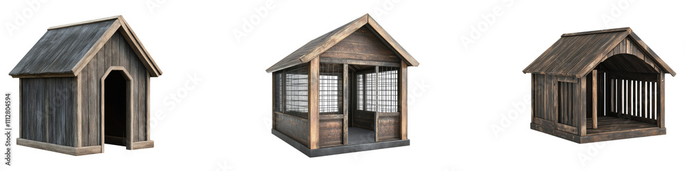 Dog kennel isolated on transparent background, Set of Dog kennel isolated on transparent background, Set of