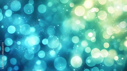 Soft Blue and Green Bokeh Background with Ethereal Light Effects