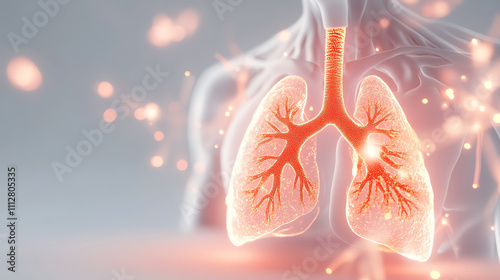 Illustration of human lungs showcasing respiratory system anatomy and function.