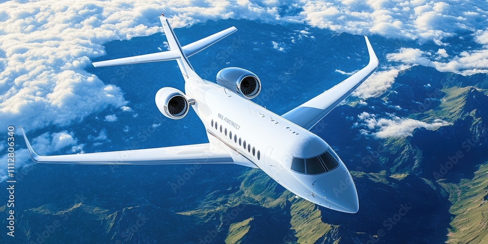 Fototapeta premium High above the clouds, a sleek aircraft glides gracefully, embodying the essence of freedom and innovation celebrated on Civil Aviation Day