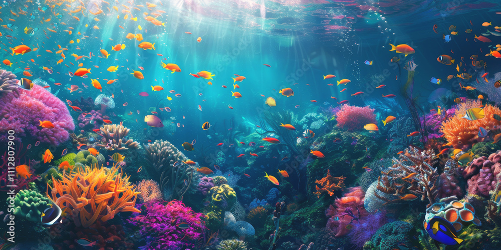 Fototapeta premium underwater world corals fish Generative AI