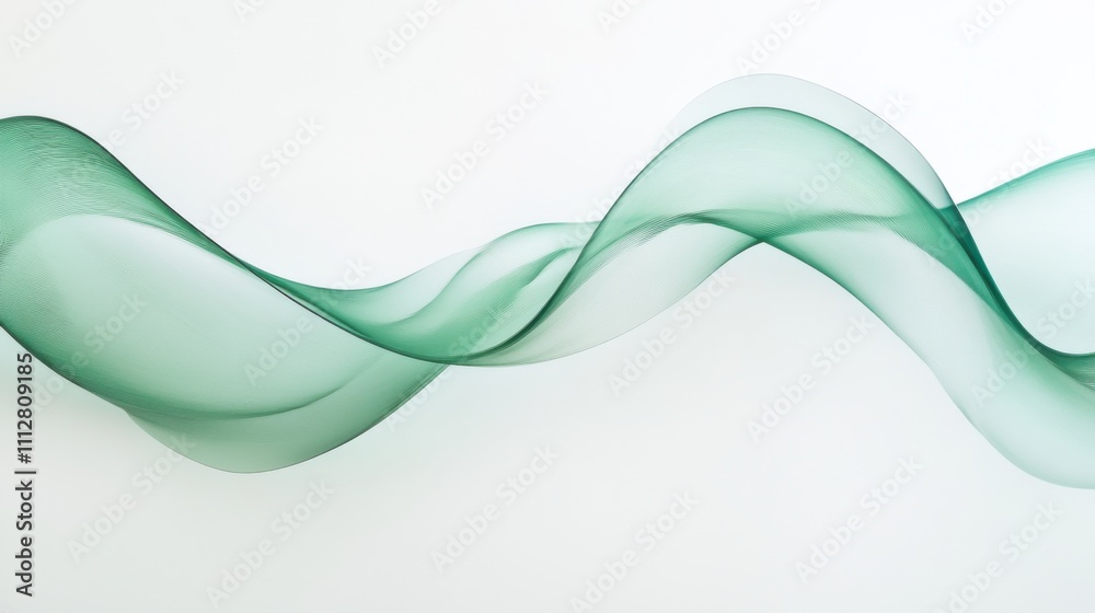 Naklejka premium Soft Green Waves on a White Background