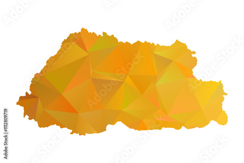 Map of Bhutan - Gold Geometric Rumpled Triangular , Polygonal Design For Your. Vector illustration eps 10.	