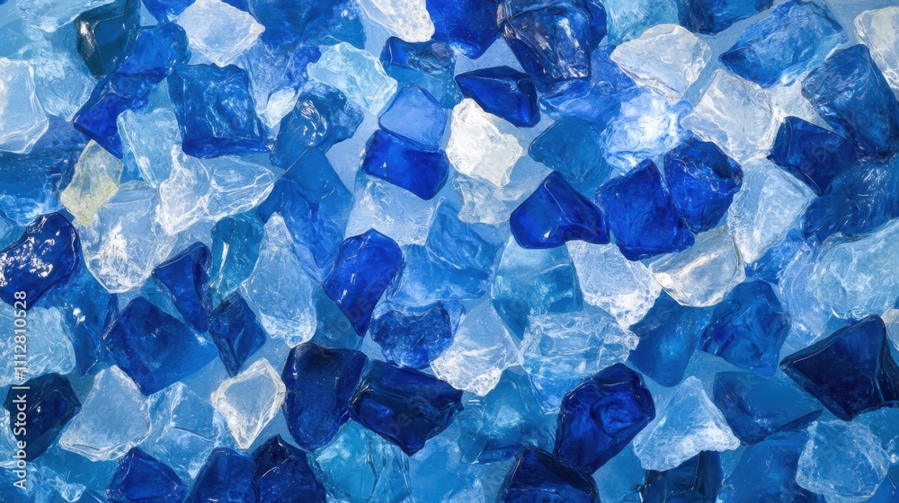 Vibrant Blue and Clear Glass Pebbles Background Vibrant Blue and Clear Glass Pebbles Background