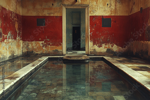Ancient Roman Bath Ruins Water Stillness