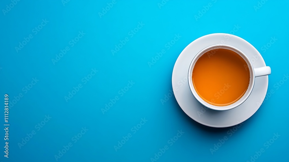 A teacup on a plain blue background A teacup on a plain blue background