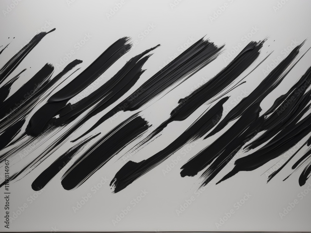 Abstract Black Ink Brushstrokes Background.