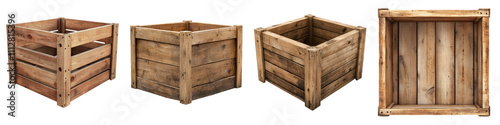 Wallpaper Mural Empty wooden crate isolated on transparent background, Set of Torontodigital.ca