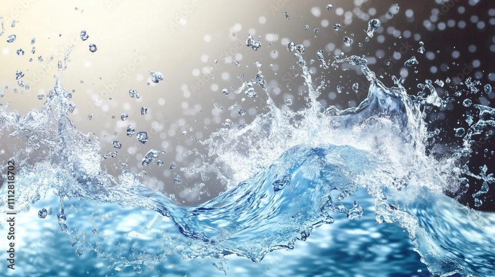 Water splashes and drops isolated on transparent background. Abstract background with blue water wave Water splashes and drops isolated on transparent background. Abstract background with blue water wave