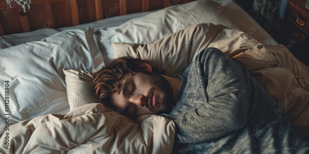 man sleeping in bed Generative AI man sleeping in bed Generative AI