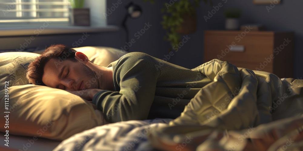 man sleeping in bed Generative AI man sleeping in bed Generative AI