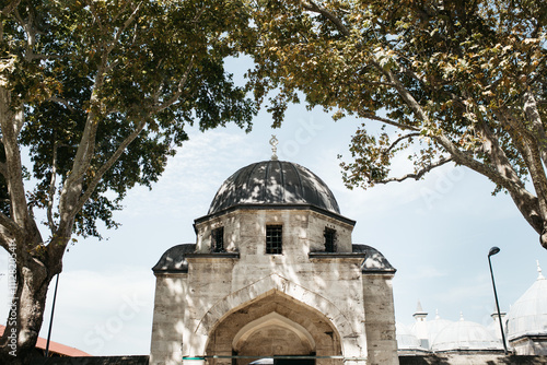 Entrance to the Suleymaniye mosque in Istanbul photo