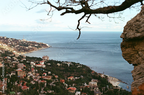 Aerial View of Coastal City Along the Black Sea from above photo