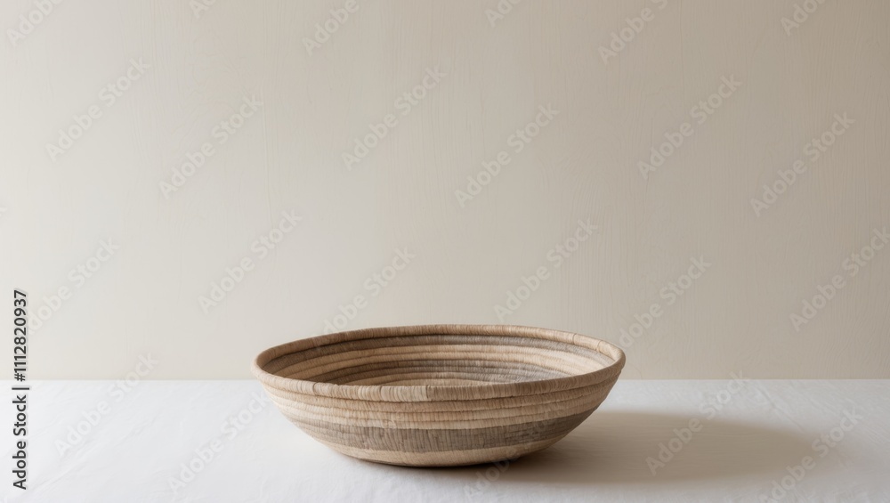Traditional Woven Basket with Neutral Colors. Traditional Woven Basket with Neutral Colors.