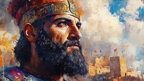 nebuchadnezzar king of babylon digital watercolor illustration