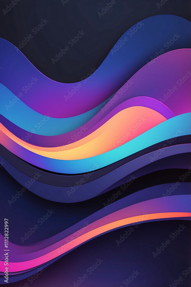 Abstract Gradient Waves with Neon Highlights Abstract Gradient Waves with Neon Highlights