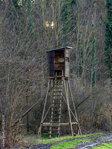 Hoch und Jägersitz am Waldrand