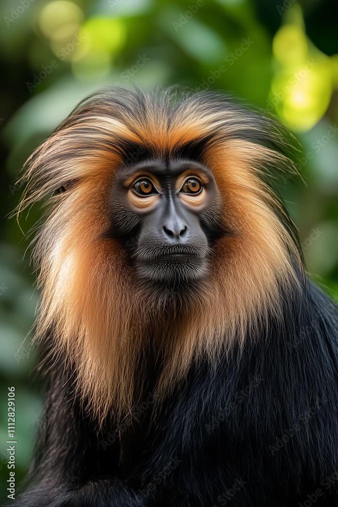 Portrait of lion-tailed macaque. Portrait of lion-tailed macaque.
