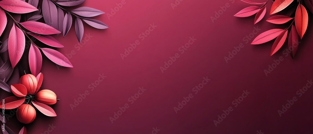 Fototapeta premium Chinese New Year A red background with a purple leafy border