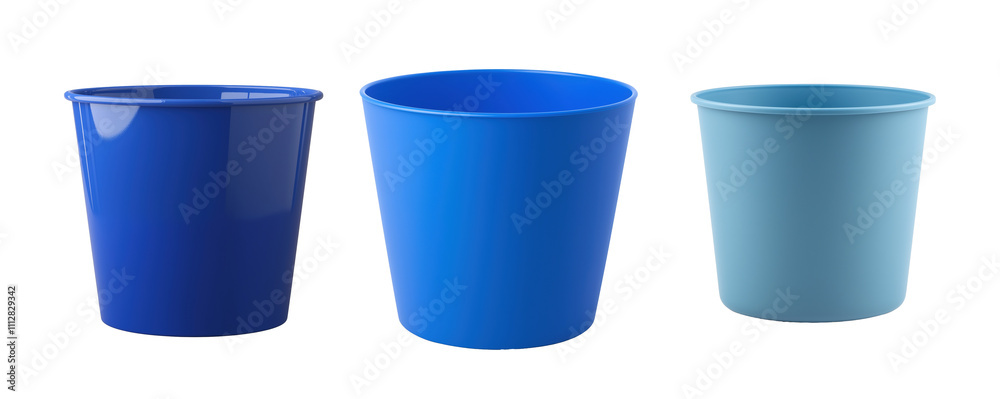 Assorted blue plastic waste bins image isolated transparent, ai generated. Minimalist versatile buckets cut out photo png. Household essentials. Wastebaskets cutout objects set photography Assorted blue plastic waste bins image isolated transparent, ai generated. Minimalist versatile buckets cut out photo png. Household essentials. Wastebaskets cutout objects set photography