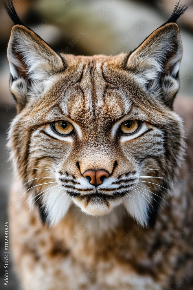 Close-up portrait of a boreal lynx looking at the camera. Endangered big cats. AI Close-up portrait of a boreal lynx looking at the camera. Endangered big cats. AI