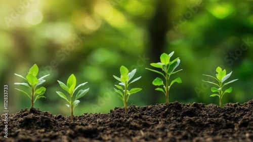 Young plants growing in soil, symbolizing growth and renewal.