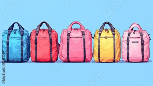 set of duffel bags barrel bag flat sketch sport duffle bag cad drawing flat sketch fashion drawing template mock u photo