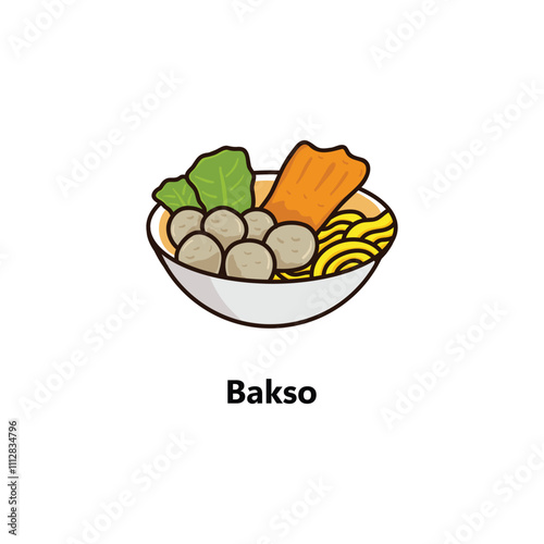 Bakso Indonesian Traditional Food Vector Illustration