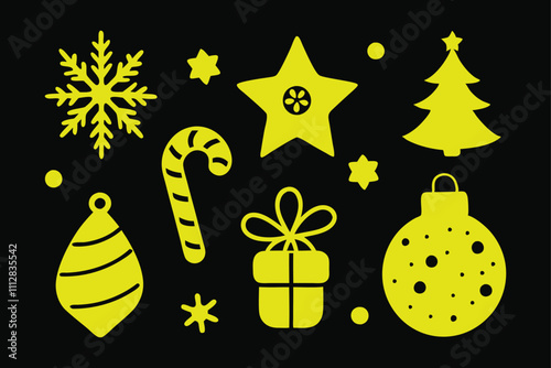 Christmas elements set icons design. Christmas vector icons collection on white.