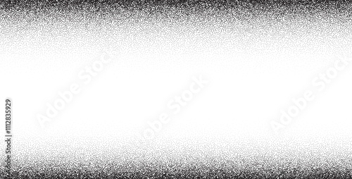 Grainy noise border featuring black and white dots, glitter, and stipple effects. Abstract geometric design with spray, halftone, and airbrush textures.