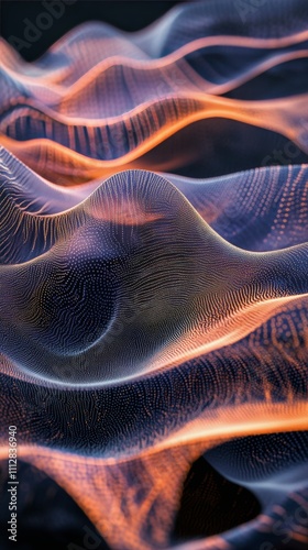 Colorful abstract waves of light and texture created with digital design tech...