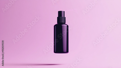 Unique Purple Spray Bottle Against a Soft Pink Background Showcasing Modern Design and Simplicity